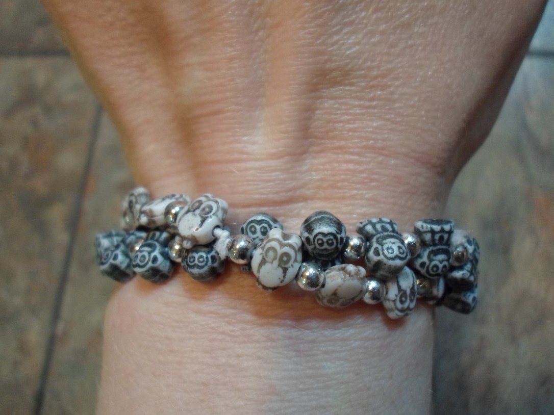 So far, I only have the monkey and owl bracelets, but I've had my eye on the elephants. There's always next fill up! And yes, my kiddo has reminded me repeatedly that grown women probably shouldn't wear jewelry purchased at the gas station. *SIGH!*